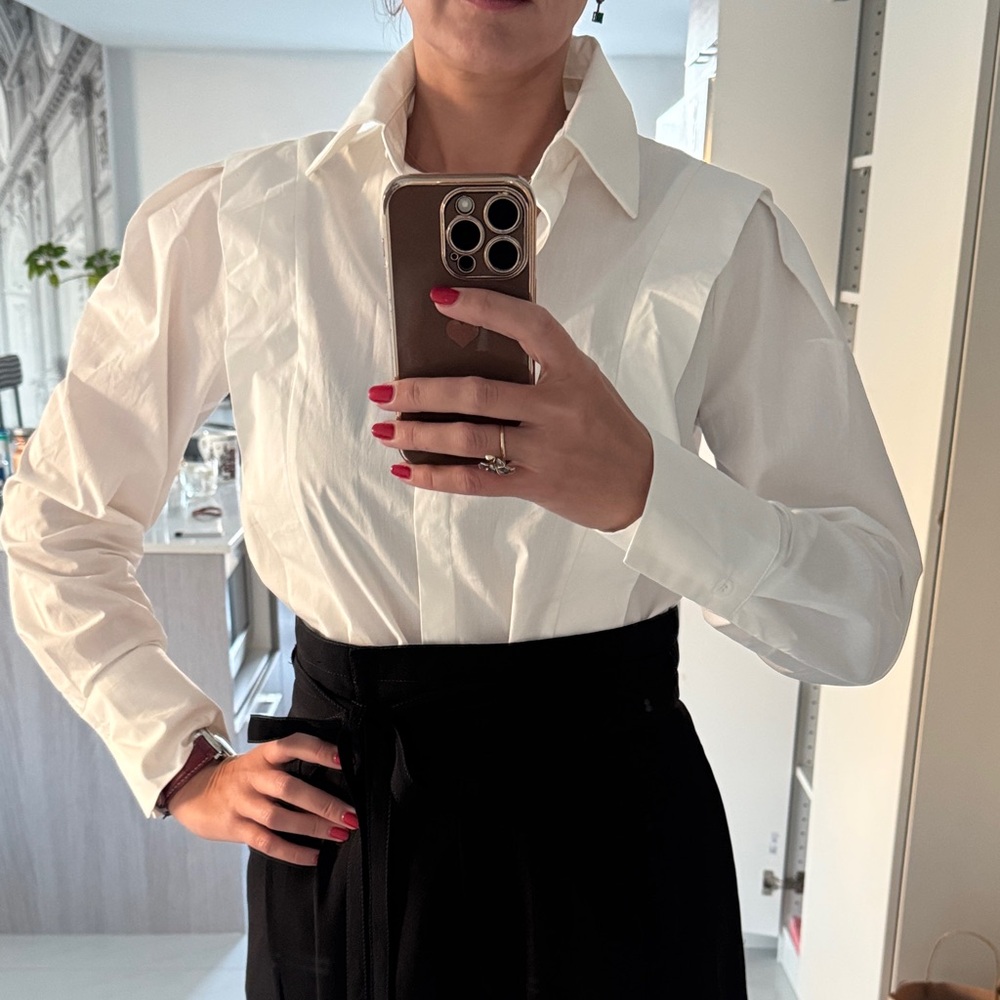 Commense White Tailored Button Down Shirt Collared Size S